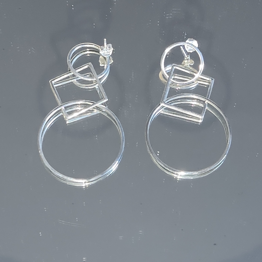 Women's 925 Bali Round Hoop, Square Hoop and Bigger Hoop Earrings. 2.5" Long
